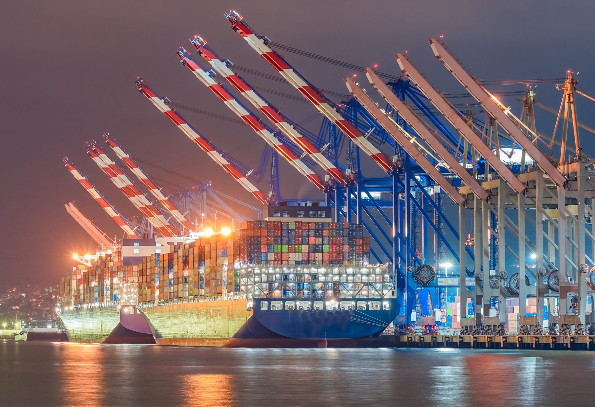 Container Ships in the port importing and exporting goods